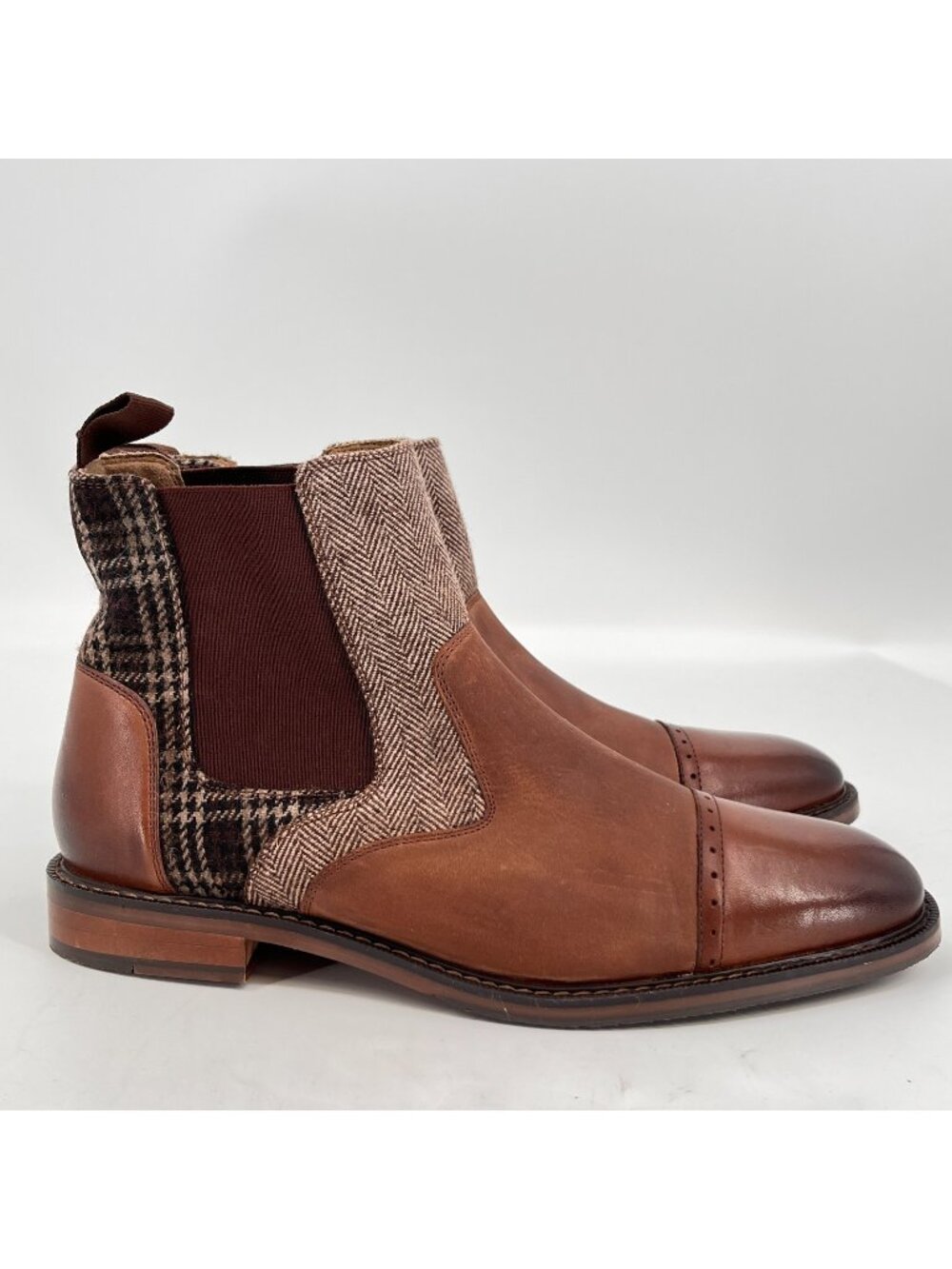 Stacy Adams Men's Finney Cap-Toe Chelsea Boot, Brown Multi, Size 9.5 M